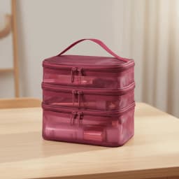 2/3 Layer Portable Transparent Mesh Travel Bag Large Capacity Storage Toiletry Bag 2/3 Layer Makeup Case Toiletries Organization