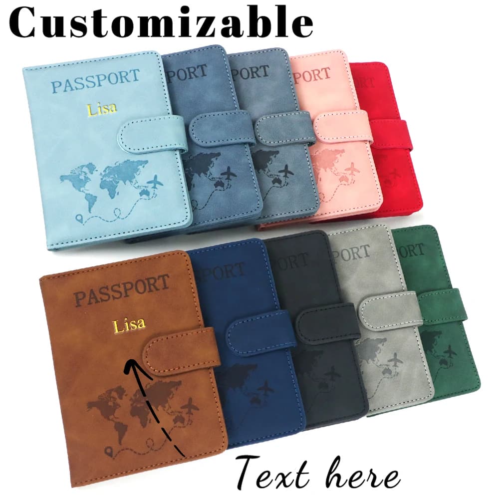 Customized Name PU Magnetic Snap RFID Multi-Functional SIM Card Carrying Case for Passport, Map, Ticket Clip Organizer Bag