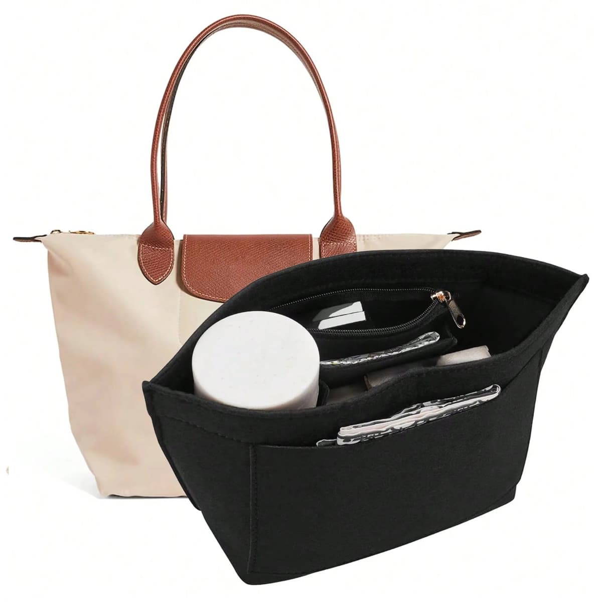 Felt Insert Bag For Longchamp Handbag Liner Bag Felt Cloth Makeup Bag Support Travel Portable Insert Purse Organizer, 4 Size
