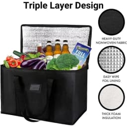 16/28/50/70L Food Delivery Bag Large Thermal Bag for Food Delivery Insulated Cooler Bag Foldable Reusable Grocery Bag Keeps