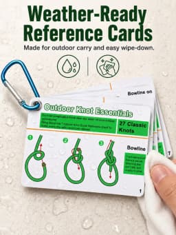 Outdoor Knot Tying Guide Cards Waterproof Plastic Reference Carabiner Survival Emergency Tools For Hikers Campers Scouts Gifts