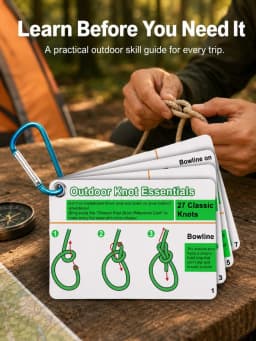 Outdoor Knot Tying Guide Cards Waterproof Plastic Reference Carabiner Survival Emergency Tools For Hikers Campers Scouts Gifts
