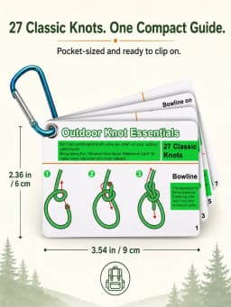 Outdoor Knot Tying Guide Cards Waterproof Plastic Reference Carabiner Survival Emergency Tools For Hikers Campers Scouts Gifts