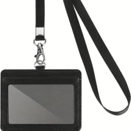 Credit Card Holder Black Color Card Holder Lanyard Solid Color ID Card Holder Retractable Badge Reel Office Supplies