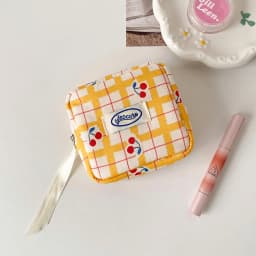 women's Makeup Bags Japanese Cherry Plaid Dopamine Sweet Kawaii Cute Cosmetic Bags Portable Multifunctional Storage Bag For Girl
