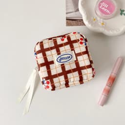 women's Makeup Bags Japanese Cherry Plaid Dopamine Sweet Kawaii Cute Cosmetic Bags Portable Multifunctional Storage Bag For Girl