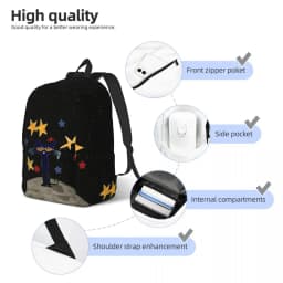 Pete The Cat Stars Comic Cool Backpack Outdoor High School Business Cartoon Cute Daypack for Men Women Laptop Shoulder Bag