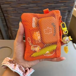 Travel Makeup Storage Bags New Mesh Coin Purse Simple Portable Mini Bag Multi-purpose Square Bag Double-layer Zipper Card Holder