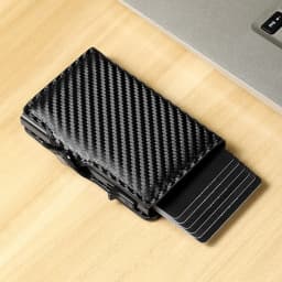 RFID Anti-scan Card Holder, Carbon Fiber Men Slim Wallet, Portable Bank ID Card Organizer Multifunctional Coin Money Storage Bag