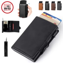RFID Anti-scan Card Holder, Carbon Fiber Men Slim Wallet, Portable Bank ID Card Organizer Multifunctional Coin Money Storage Bag