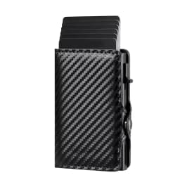 RFID Anti-scan Card Holder, Carbon Fiber Men Slim Wallet, Portable Bank ID Card Organizer Multifunctional Coin Money Storage Bag