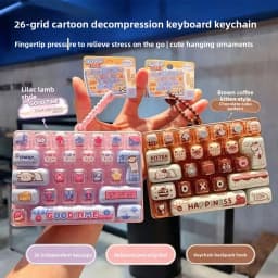 Portable 26 Grid Keyboard Keychain Pendant for Bags Backpacks Halloween Costume Accessory Decompression Fingertip Sensory