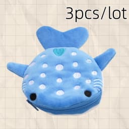 New Cartoon Shark Plush Coin Purse, Cute Pendant, Data Cable Bag, Zipper Bag