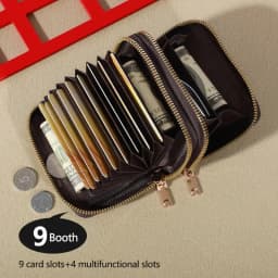 Womens Credit Card Wallet, Large Capacity Multi Card Case Wallet With ID Window, Zipper Card Cases Holder
