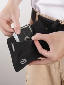 RFID Blocking Money Belt Travel Pouch, Small Wallet for Credit Card, ID, Cash, Concealed Bag Holder for Women & Men