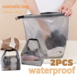 2PCS Waterproof Storage Bag Cosmetic Storage Bag Gym Swimming Clothing Storage Pouch Men Women Outdoor Travel Washing Bag