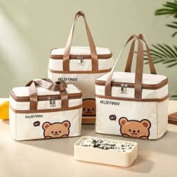 WORTHBUY Cute Thermal Lunch Box Bag Student Portable Large Capacity Insulated Lunch Bag Waterproof Reusable Picnic Cooler Bag