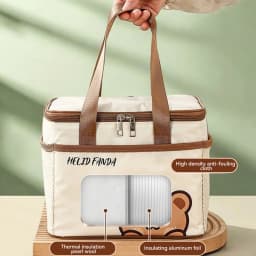 WORTHBUY Cute Thermal Lunch Box Bag Student Portable Large Capacity Insulated Lunch Bag Waterproof Reusable Picnic Cooler Bag