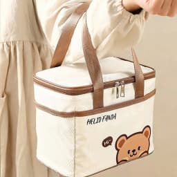WORTHBUY Cute Thermal Lunch Box Bag Student Portable Large Capacity Insulated Lunch Bag Waterproof Reusable Picnic Cooler Bag