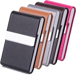 Men Postcard Box Business Multifunction Card Holder Case PU Leather Metal Pocket Holder with Magnetic Shut Cigarette Wallet Case