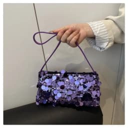 Fashion Lightweight Sequin Shoulder Bags Solid Color Large Capacity Underarm Bag Evening Party Tote Bag Women