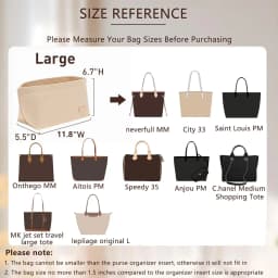 2Pcs Set Purse Organizer Insert for Handbags, Felt Bag Organizer for Tote & Purse, Tote Bag Organizer Insert, for LV Neverfull