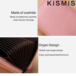 Genuine Leather RFID Blocking Credit Card Holder Wallet - Stylish Accordion Design with 12 Card Slots and 2 Cash Coin Pockets