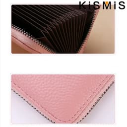 Genuine Leather RFID Blocking Credit Card Holder Wallet - Stylish Accordion Design with 12 Card Slots and 2 Cash Coin Pockets