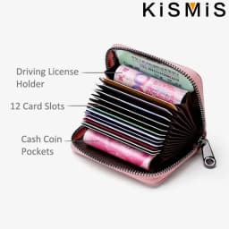 Genuine Leather RFID Blocking Credit Card Holder Wallet - Stylish Accordion Design with 12 Card Slots and 2 Cash Coin Pockets