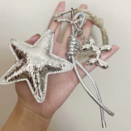 New Leather Star Bag Charm Cute Balloon Dog Rainbow Decorative Keychain Fashion Braided Rope Bag Pendant Accessorie