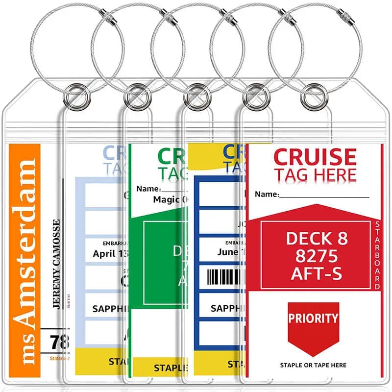 5pcs/Set Cruise Luggage Tags Waterproof Transparent Tags Metal Loop Travel Accessories Aircraft Baggage Tags for Easy Sorting