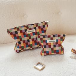 Colorful Checkered Women's Makeup Bag Large Capacity Makeup Lipstick Storage Bag Portable Travel Toiletry Bag Commuter Clutch