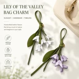 Cute Lily Bag Charm Creative Handmade PU Leather Flower Keychain Pendant Fashion Cartoon Bag Pendant Car Accessory Ornament