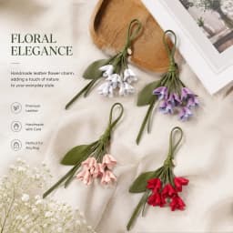 Cute Lily Bag Charm Creative Handmade PU Leather Flower Keychain Pendant Fashion Cartoon Bag Pendant Car Accessory Ornament