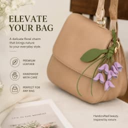 Cute Lily Bag Charm Creative Handmade PU Leather Flower Keychain Pendant Fashion Cartoon Bag Pendant Car Accessory Ornament