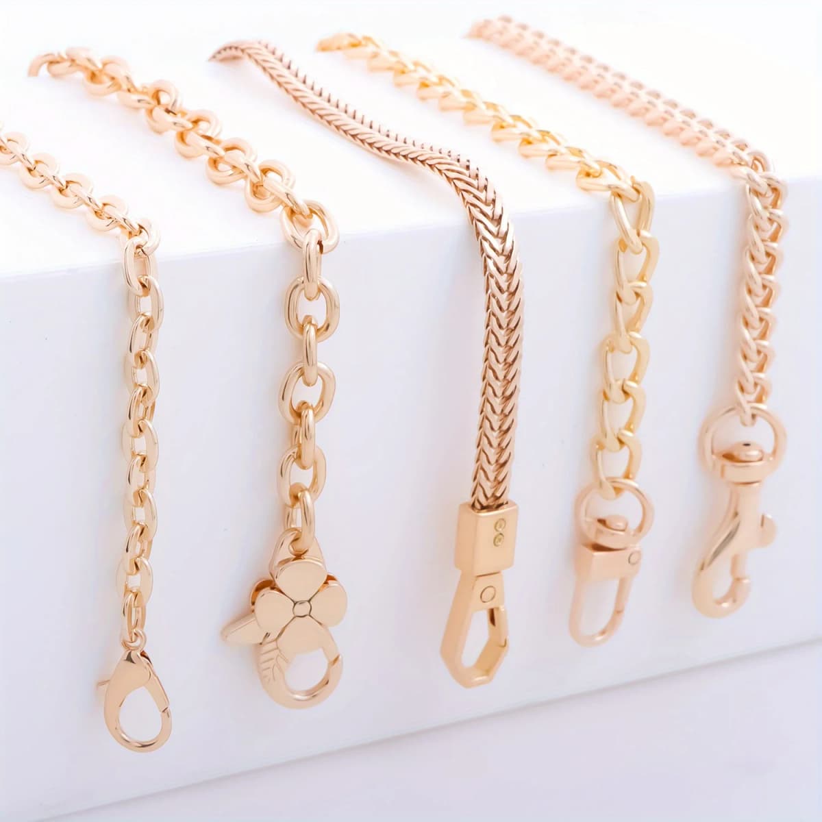 Purse Chain, Flat Bag Chain with Metal Buckles, Chain Purse Strap for DIY Purse, Wallet, Handbag, Shoulder Bag, Crossbody Bag