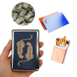 Multi-function Card Holder with Easy Snap Art Deco Illustration Versatile Metal Cigarette Case Vintage-Style Gift for Him & Her
