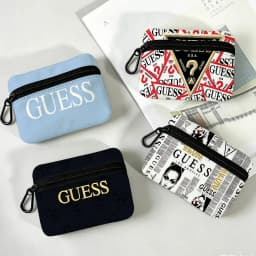 G-Guess-s logo White Oxford Cloth Zipper Coin Purse Lightweight Hanging Key Pouch Card Holder For Daily Use