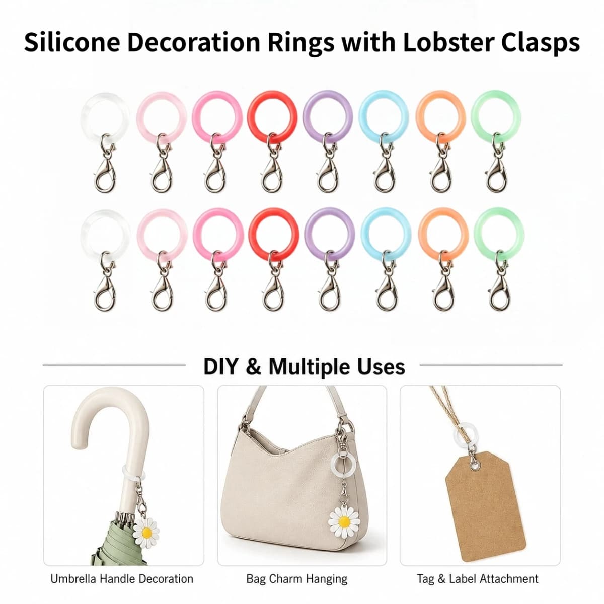 10/20Pcs O-Ring Lobster Clasp Set, DIY Jewelry Accessories for Umbrellas, Keychains, Bag Charms & Bracelets