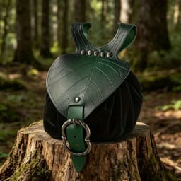 1pc Medieval Waist Bag, Renaissance Festival PU Leather Coin Purse, Elf Leaf Shaped Fanny Pack, Drawstring Pouch, Suitable For T