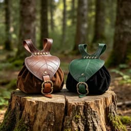 1pc Medieval Waist Bag, Renaissance Festival PU Leather Coin Purse, Elf Leaf Shaped Fanny Pack, Drawstring Pouch, Suitable For T