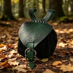 1pc Medieval Waist Bag, Renaissance Festival PU Leather Coin Purse, Elf Leaf Shaped Fanny Pack, Drawstring Pouch, Suitable For T