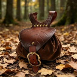 1pc Medieval Waist Bag, Renaissance Festival PU Leather Coin Purse, Elf Leaf Shaped Fanny Pack, Drawstring Pouch, Suitable For T