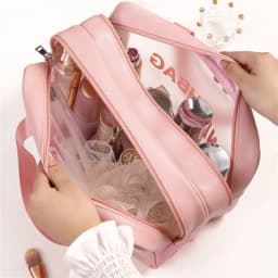 Fashion Portable Large Capacity Makeup Bag; Double Layer Frosted Dry Wet Separation Wash Bag; Multifunctional Travel Storage Bag