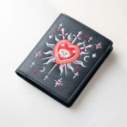 Gothic Witch Tarot Sword 3 Pattern Embroidered Wallet Fashionable Double-Fold ID Card Holder with Zipper Coin Pocket