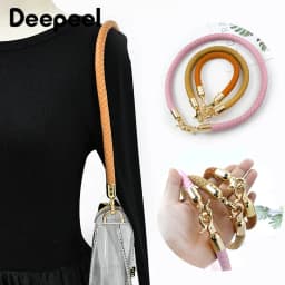 30/40/60cm Fashion PU Leather Woven Handbag Handles Metal Buckle for Women Bag Purse Replace Shoulder Strap Handle Accessories