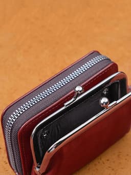 Women's Wallet Fashionableand Minimalist Wrist Strap Short Zero Wallet RetroVersatile LargeCapacity Multi Card Pocket Money Clip