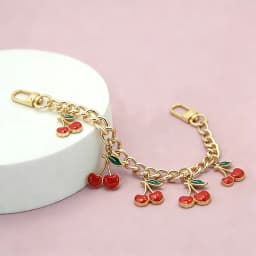 DIY Zinc Alloy Bag Hanging Chain with Cherry Pendant Detachable Shoulder Bag Carrying Chain Handbag Extension Chain for Woman