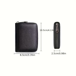 Mini Minimalist Classic Multi-card Man Wallet, RFID Blocking Women Coin Purse with Zipper, Unisex Solid Color Credit Card Holder