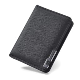 Black Faux Leather Small Slim Business-Style Wallet - Multiple Card Slots, Credit Card and Driver's License Holder, Geometric In